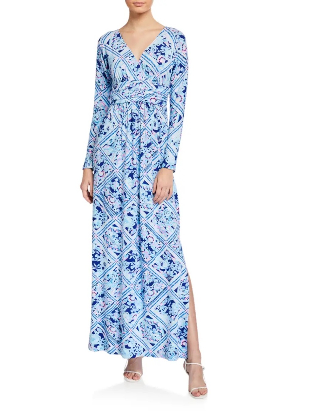 Lilly Pulitzer Nichola Maxi Dress Zanzibar Blue Meet Me On The Dock Coastal S